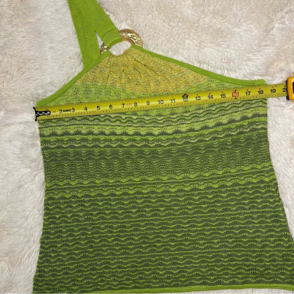 Boston Proper Green One Shoulder Sleeveless Knit Top w/ Gold Hoop - Picture 12 of 13